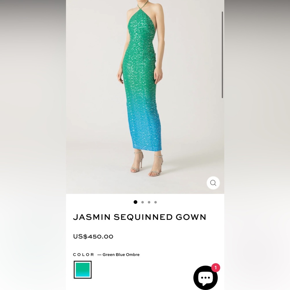Jasmin Halter Neck Ombre Sequin
Maxi Dress - SAU LEE in BLUE GREEN OMBRÉ